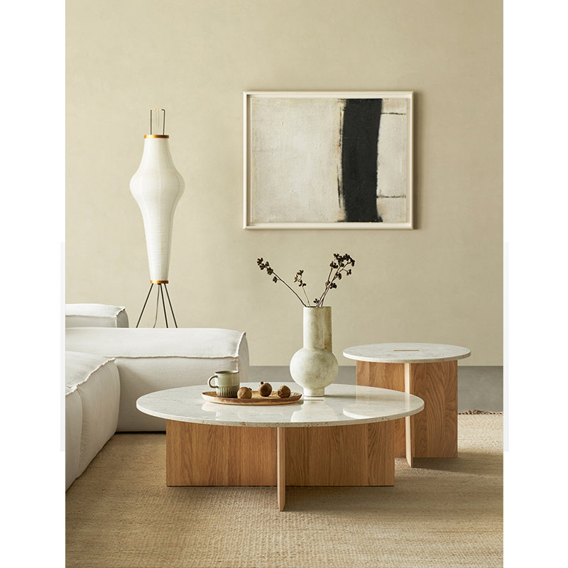 Table basse Creative avec marbre et bois, Burlywood