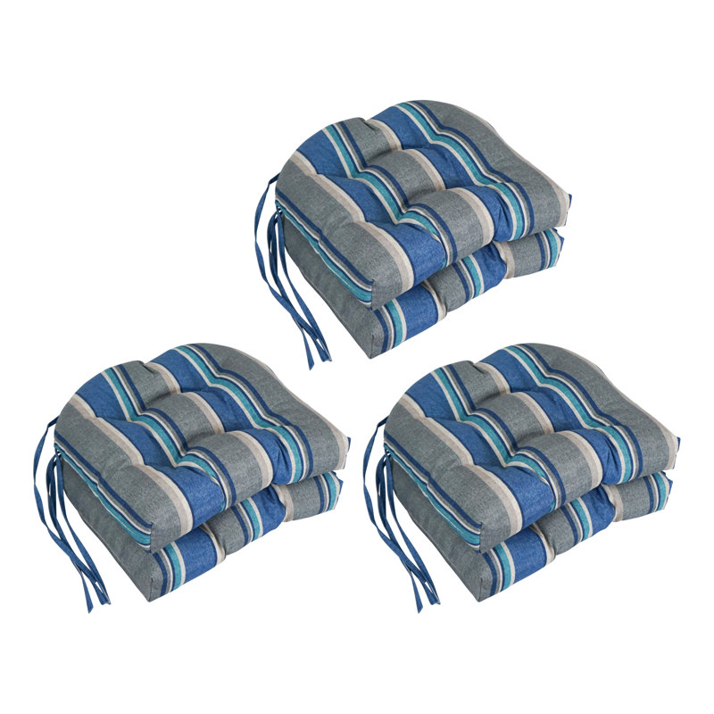 Outdoor 3.5'' Dining Chair Seat Cushion, Blue/Gray