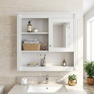Armoire à pharmacie murale à miroir 32 po avec 4 tablettes de rangement réglables et armoire de toilette à miroir