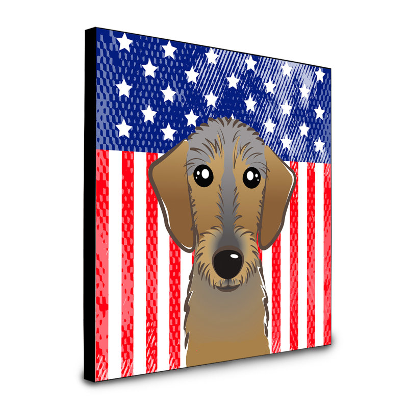 « american flag », art encadré Macomb, Teckel gris