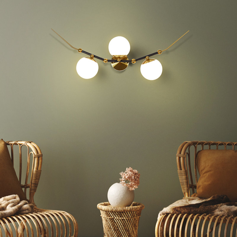Chianti 39-in Integrated LED ETL Certified Linear Wall Sconce Light with 3 Glass Shades Brass