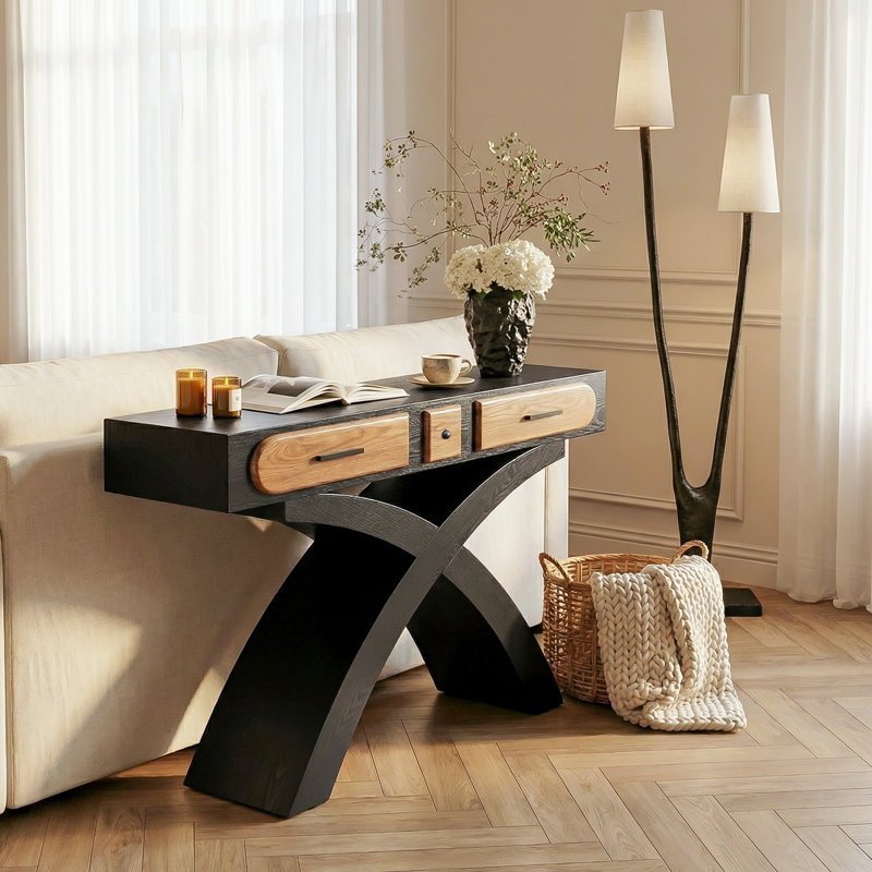Console 47 po avec 2 tiroirs pour le bureau du salon