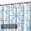 Rideau de douche blanc à motif géométrique bleu marine avec 12 crochets-1105424392