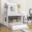 Lit superposé double en bois avec maisonnette en bois-1679415949