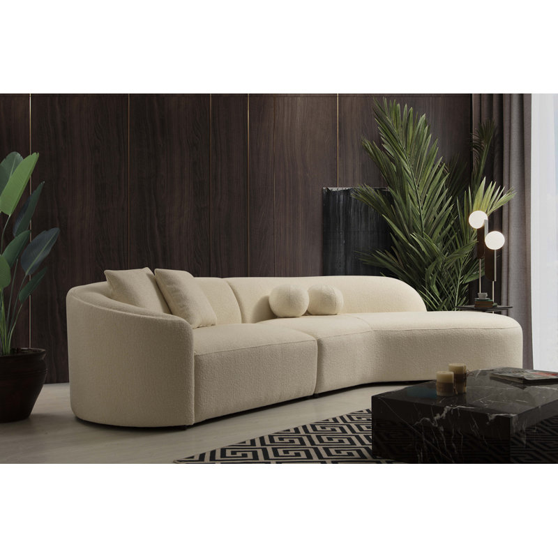 Aodh 2 - Piece Upholstered Sectional, Ivory Boucle, Right Hand Facing
