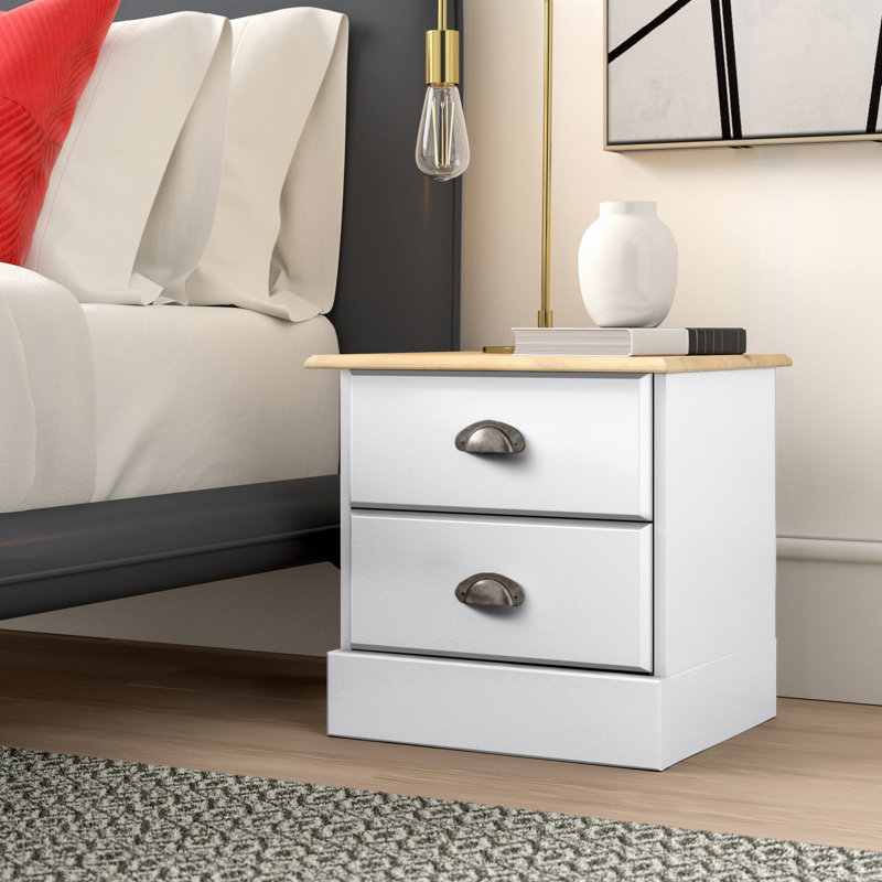 Robidoux 44cm W Manufactured Wood Bedside Table, White