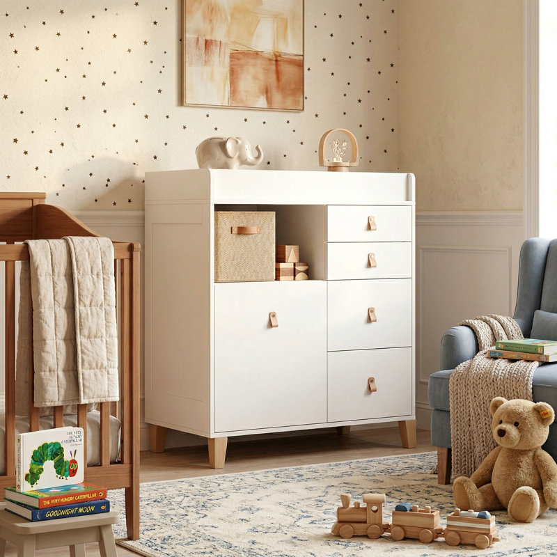 Commode à langer à 5 tiroirs Kyte, Blanc