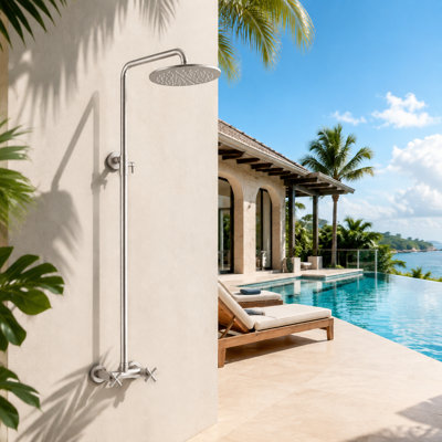 304 Stainless Steel Outdoor Shower Single Function with Adjustable Rain Shower Head