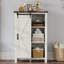 Commode haute de style ferme Chiara Despres 80 cm (31,5 po) à 5 tiroirs avec portes coulissantes de style grange, blanche-1177972802