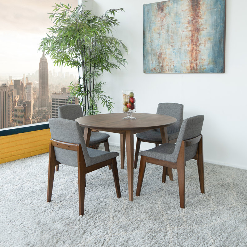 Ensemble repas pour 4 personnes Wardlaw, Noyer, Gris foncé