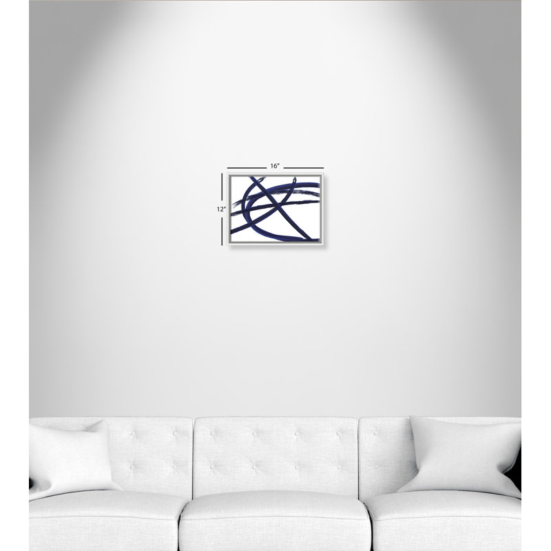 Brush In Motion " Brush In Motion - Indigo III ", White, 12" H x 16" W x 2" D