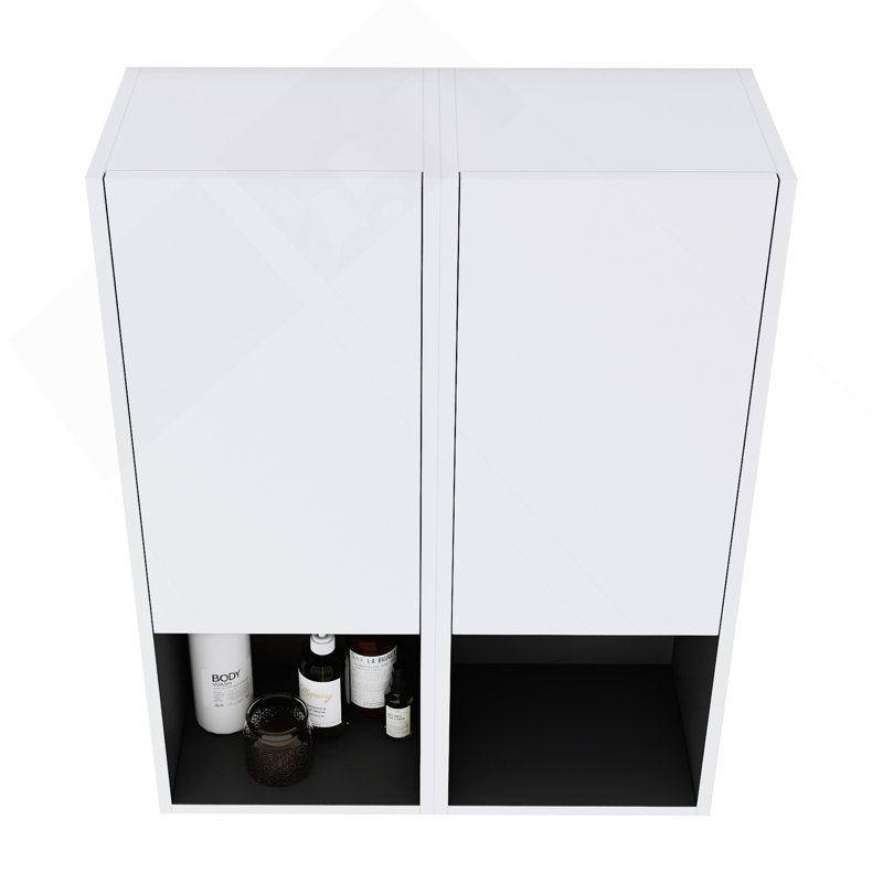 12" Bathroom Side Cabinet,2-Soft Close Doors,Float Mounting Design, White