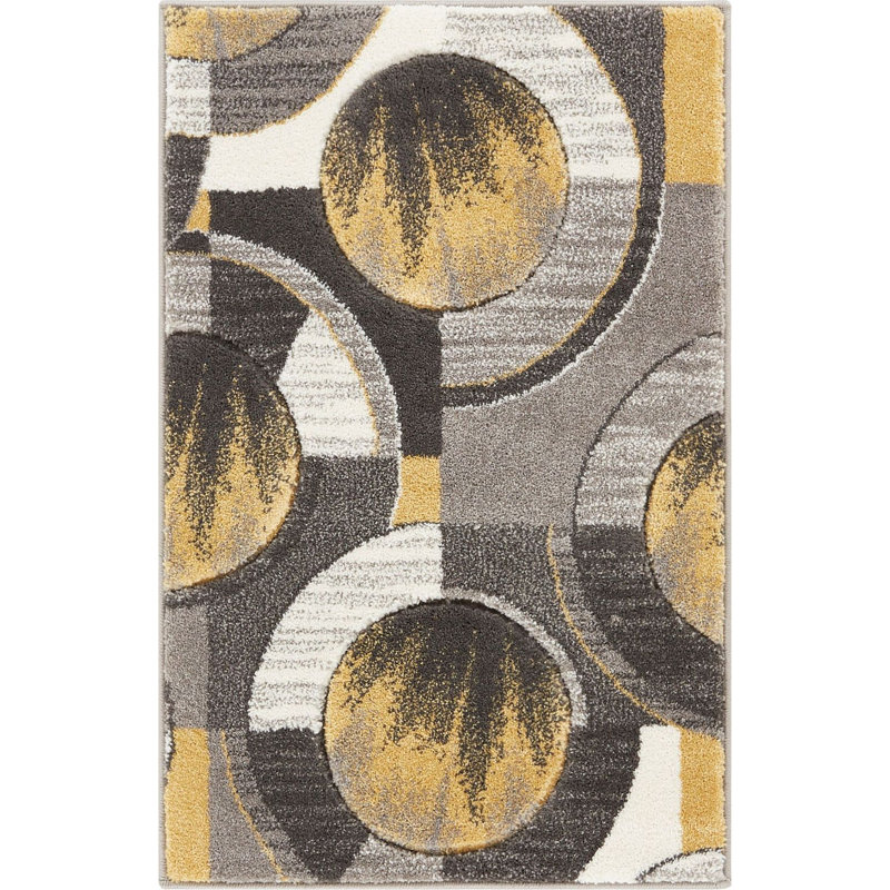 Geometric Area Rug, Rectangle 3'11" x 5'3", Gold 