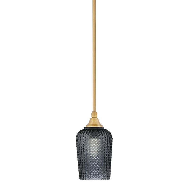 Mini-luminaire suspendu suspendu au fini nouvel âge avec verre texturé de 5 po, Fumée