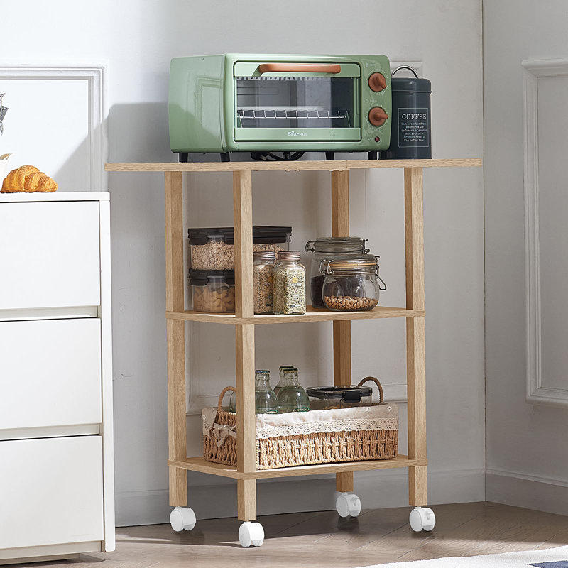 Support d'imprimante à 3 niveaux avec roulettes verrouillables pour bureau à domicile, chambre, salon, Natural