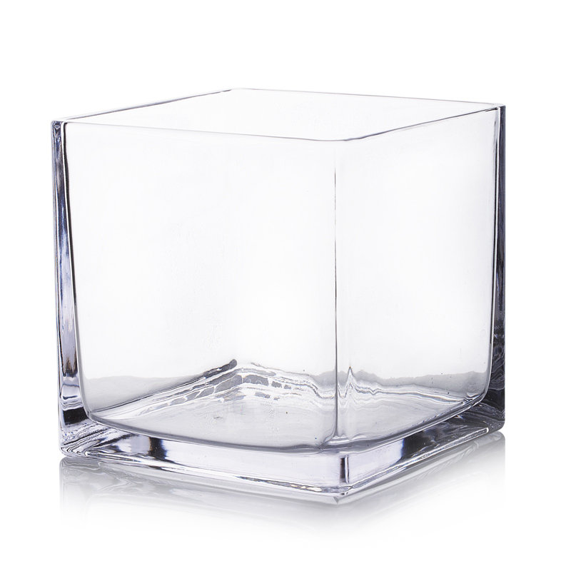 Vase en verre transparent, H 6 po x l 6 po x P 6 po