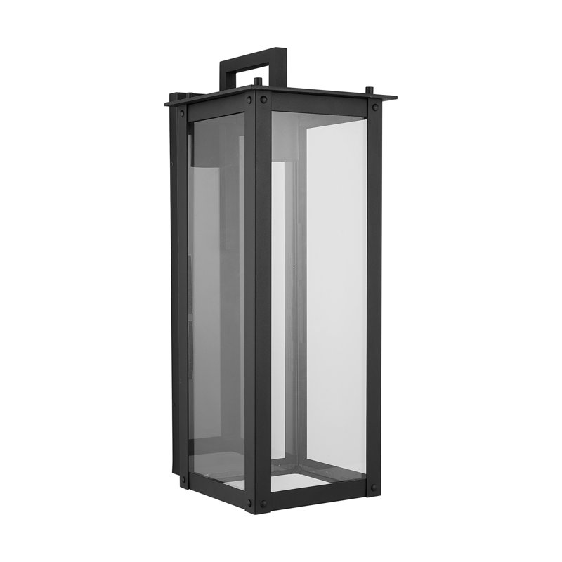 Black Aluminum and Clear Glass Outdoor Wall Lantern