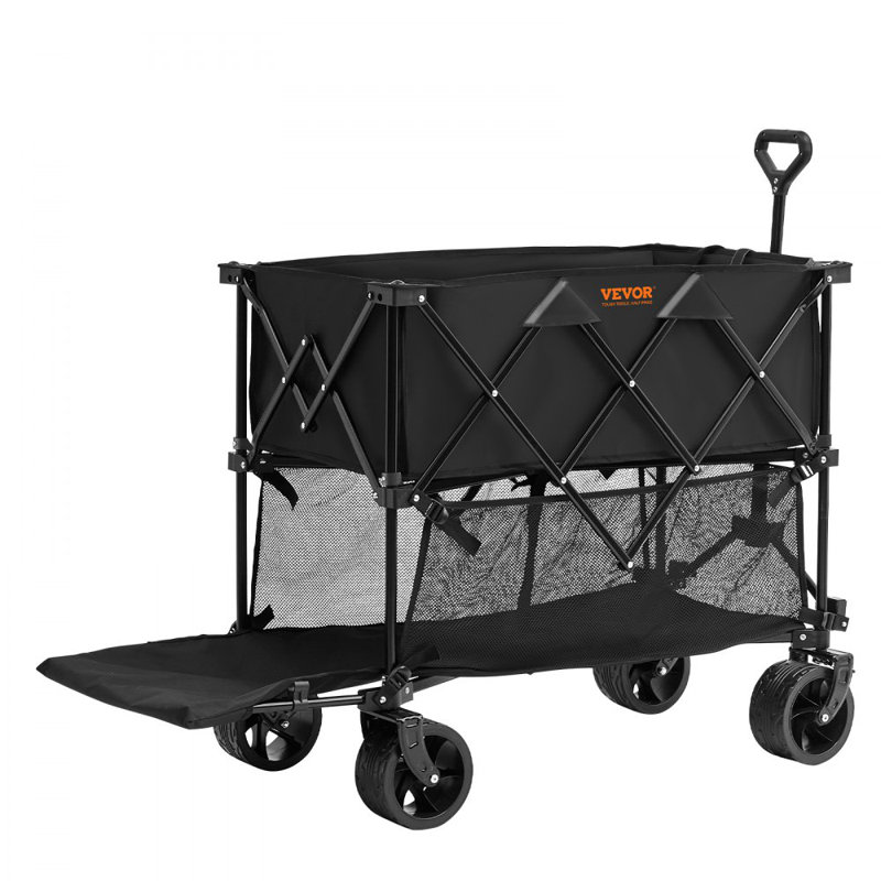 Foldable Double Decker Wagon, 400L Collapsible Wagon Cart with All-Terrain