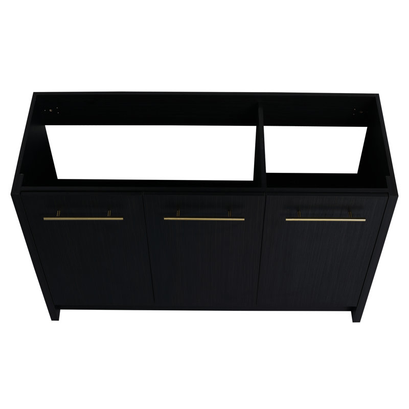 Meuble-lavabo autoportant de 48 po en châtaignier noir - Design moderne avec porte à fermeture en douceur et espace de rangement suffisant pour une baignoire d'apparence abondante
