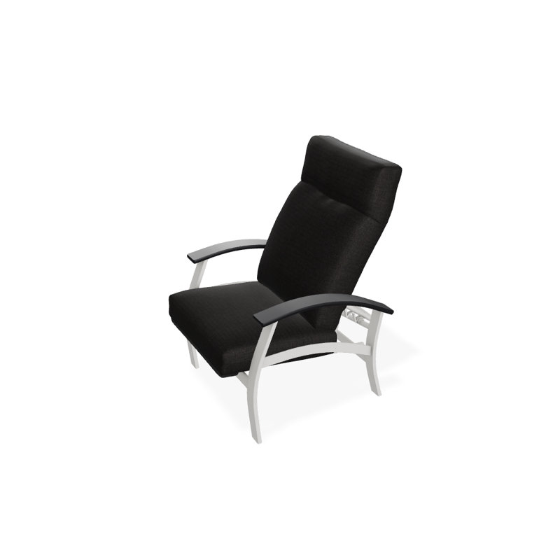 Chaise de patio inclinable avec coussins Askar, Mélange anthracite, Neige texturée, Blanc P50