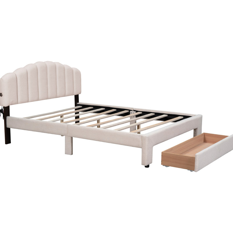 Lit plateforme en molleton avec tiroir et sommeil confortable