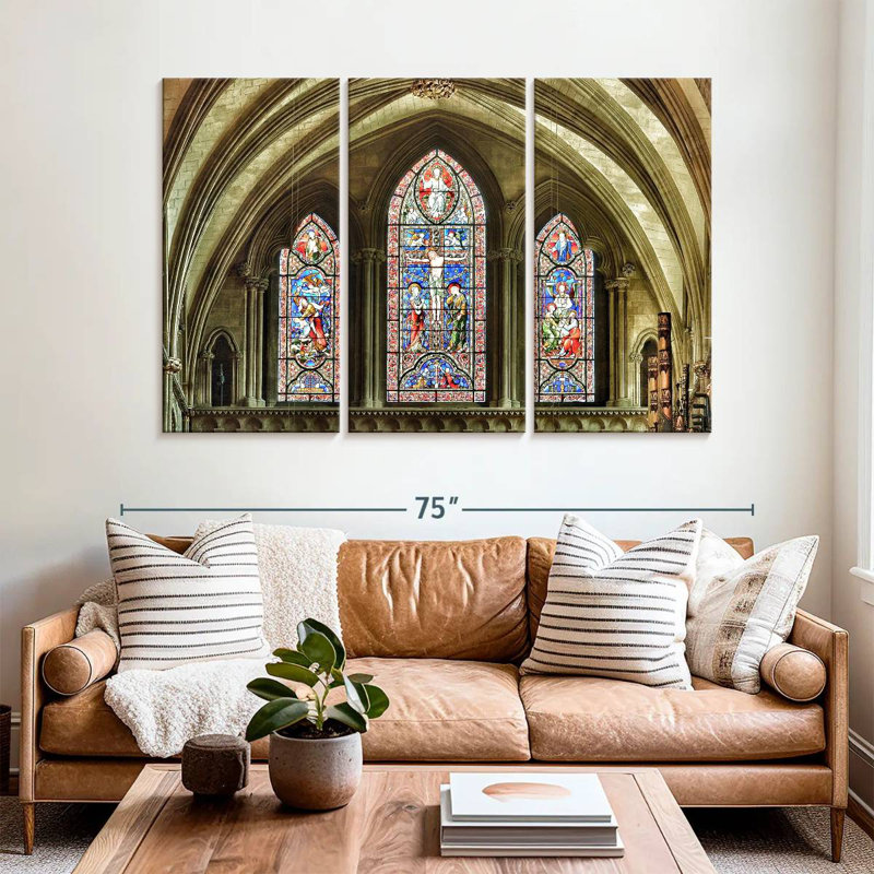 Lilie Cathedral Stained Glass Windows, 42" H x 65" W