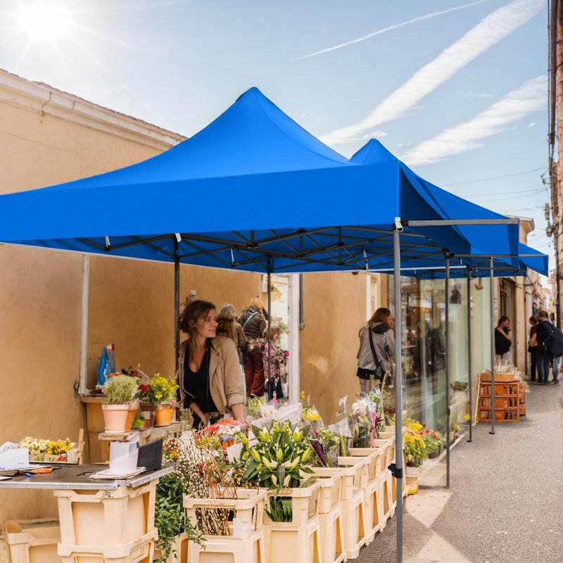 10X20 ft Pop Up Canopy Tent with Awning,Heavy Duty Canopy, Blue