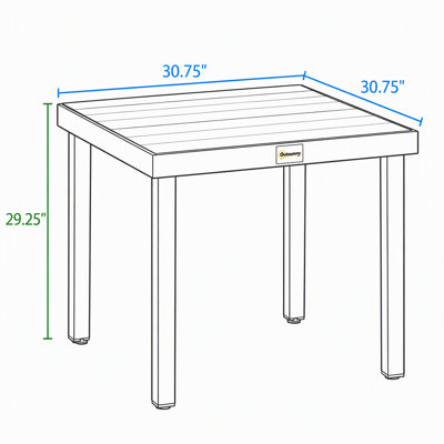 Table de salle à manger carrée d'extérieur Outsunny pour 4 personnes, pieds en aluminium, fini bois noir