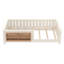 Structure de lit simple avec bibliothèque intégrée et garde-corps de sécurité, lit plateforme pour chambre d'enfant, beige-439096594-439096598