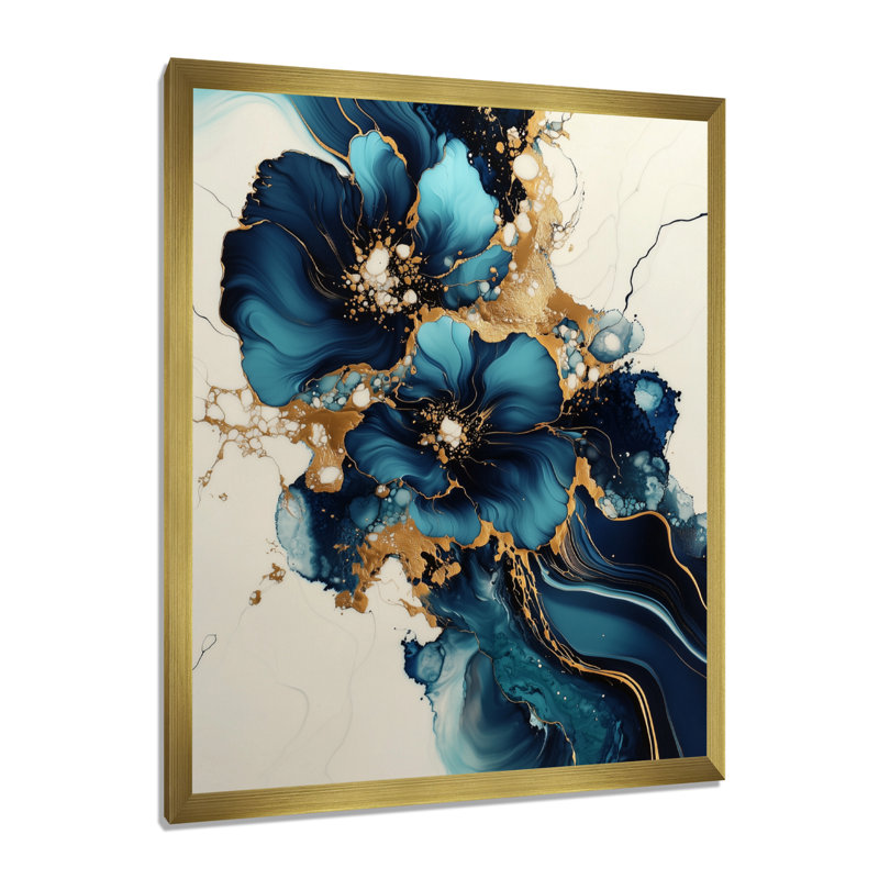 Silvestri - Art mural abstrait sur toile, H 40 po x l 30 po, Picture Framed, Doré