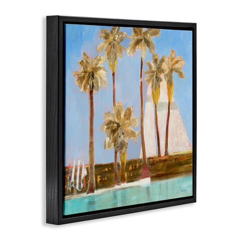 «Rustic Tropical Scene», art mural encadré sur toile flottante par Jill Martin, Cadre flottant noir de jais
