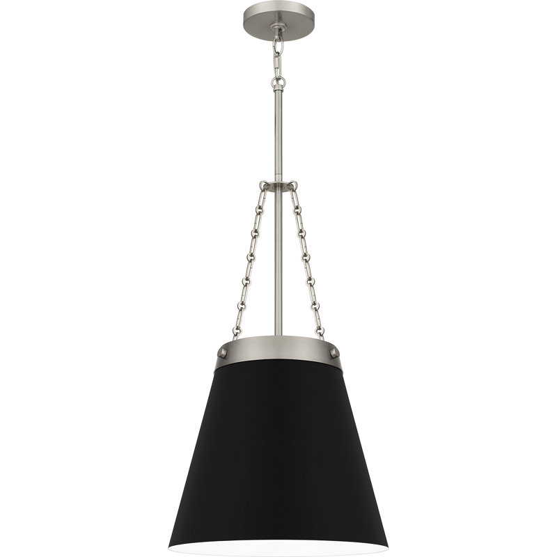 Deba 1 - Light Cone Pendant, Black, Brushed Nickel