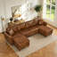 Canapé d'angle en forme de U de 305 cm (120 pouces) en similicuir avec 2 poufs de rangement amovibles, assises à ressorts ensachés et structure en bois massif-1036852194