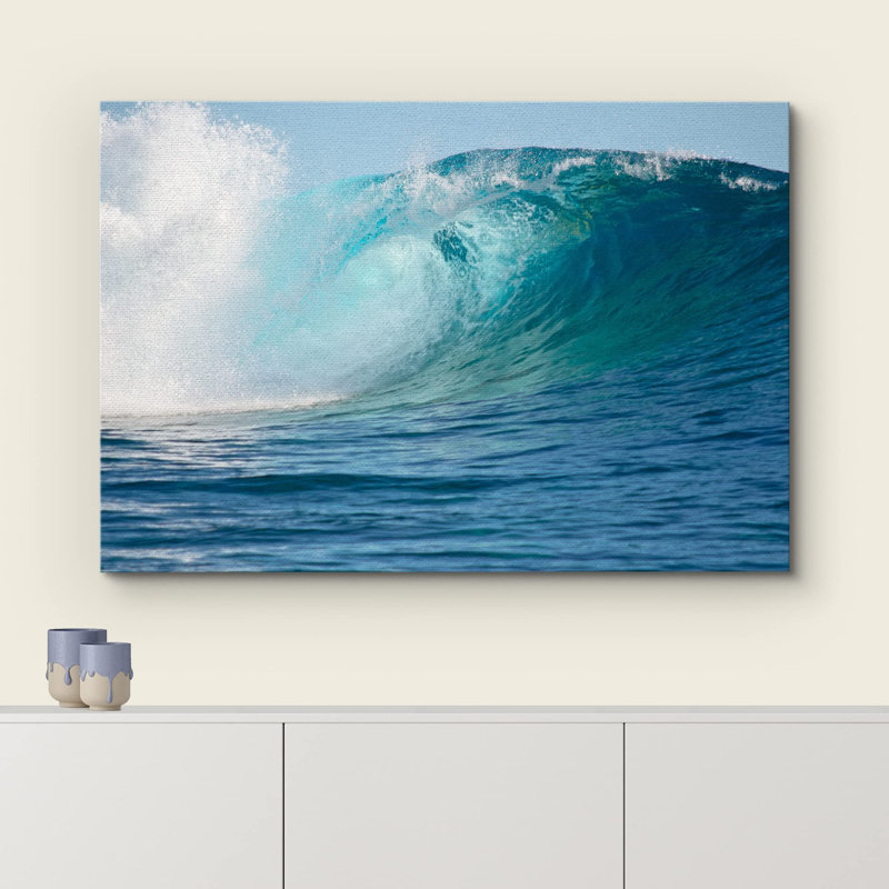 Coastal Beach Vibrant Blue Tropical Beach Rip Curl, photographie de paysage naturel, art moderne, rustique, Toile tendue