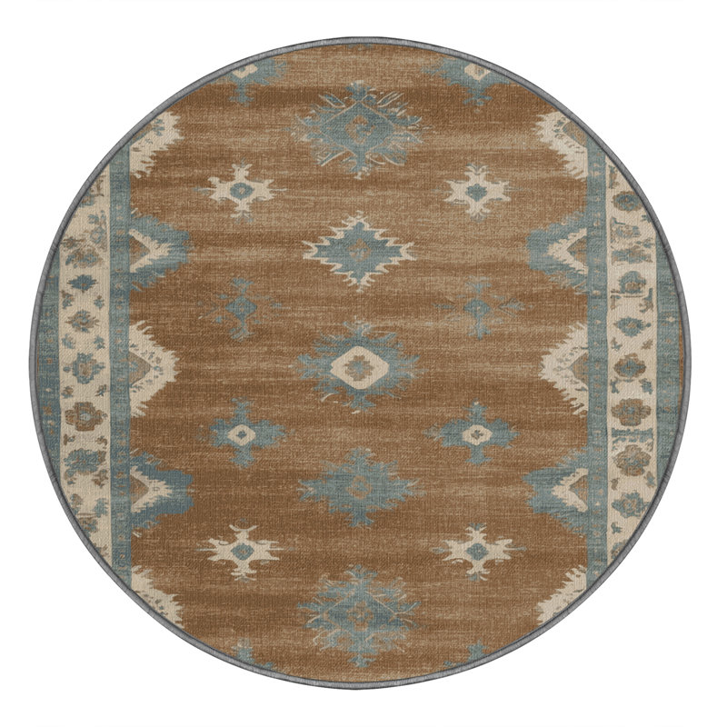 Tapis gris lavable à la machine, Rond 3 pi