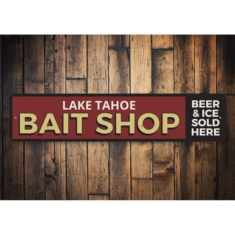 Plaque en aluminium Lake Bait Shop, H 6 po x l 24 po x P 0,063 po