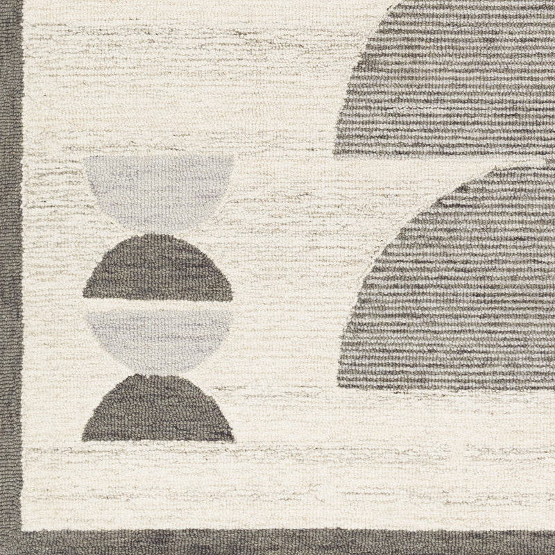 Uptown Geometric Hand Tufted Wool Area Rug in Gray/Cream, Rectangle 2' x 3'