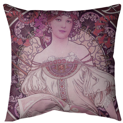 Housse de coussin euro lecture de lady alphonse mucha