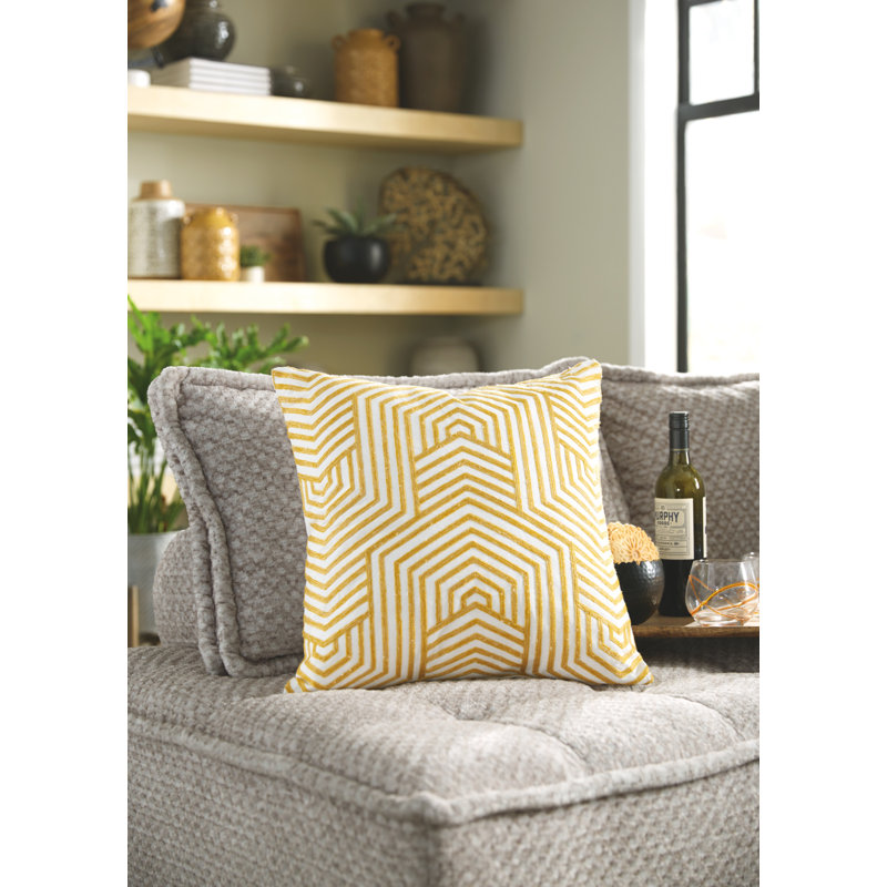 Adrik Square Pillow Cover and Insert, Golden Yellow