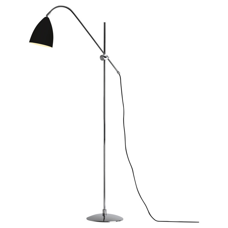 Joel Task Floor Lamp, Matt Black, Polished Chrome