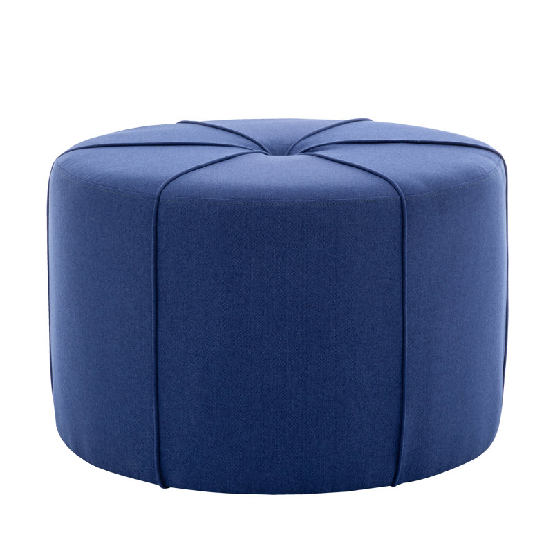 Wrought Studio™ Arlo 27.5" Fabric Round Cocktail Ottoman, Caffee Blue Fabric