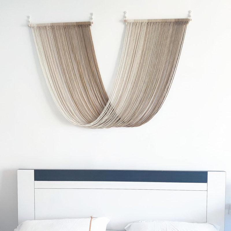 Tenture murale en macramé, tapisserie de fils teints par trempage, décoration bohémienne, art mural couleur ombrée, l 52 po x L 34 po