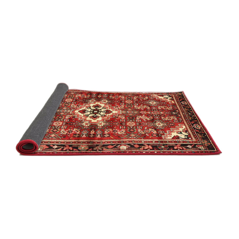 Tapis traditionnel rouge / noir, Rond 5 pi