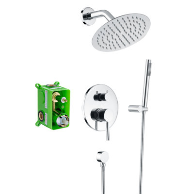 SUMERAIN Shower Faucet Set System with Handheld Shower and 8 inch Rain Showerhead, Shower System with Brass Rough-in Valve and Trim