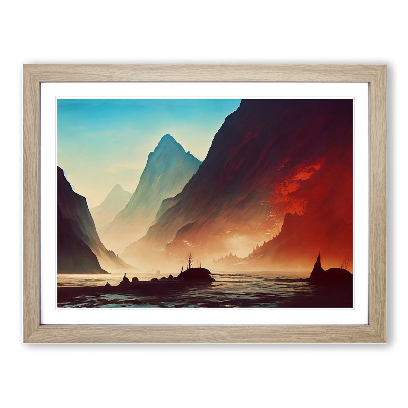 Mountain River Vol.2 - Framed Print, 46cm H x 64cm W x 2cm D, Oak Framed
