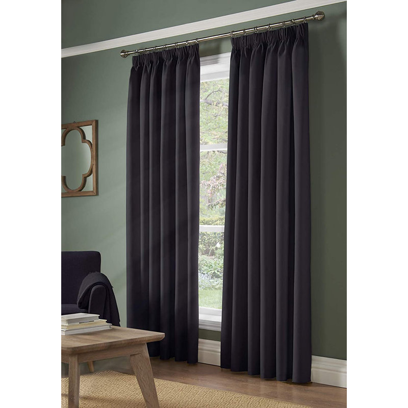 Beauvallon Blackout Thermal Pencil Pleat Curtains, 104 W x 137 D cm, Pink