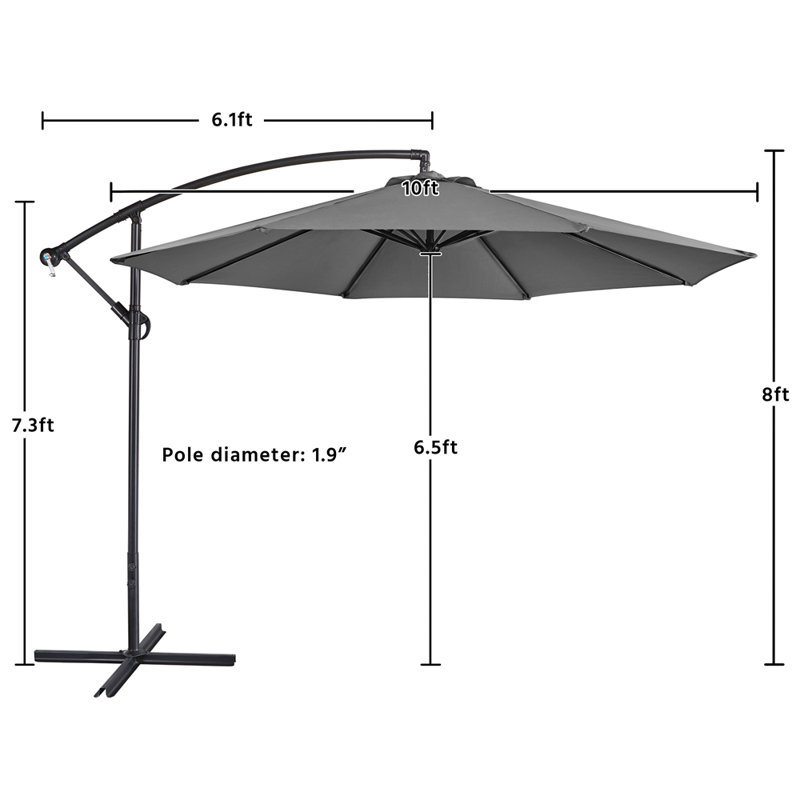 Parasol suspendu d'extérieur 10 pi Brunet, Gris