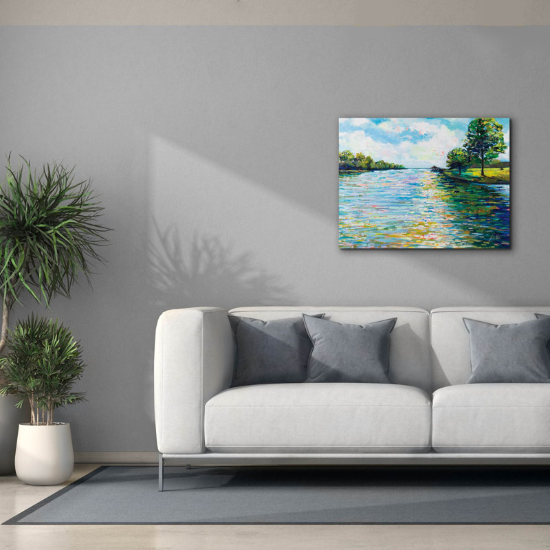 «Lake View» par Jeanette Vertentes, art mural sur toile, H 26 po x l 34 po x P 1,5 po