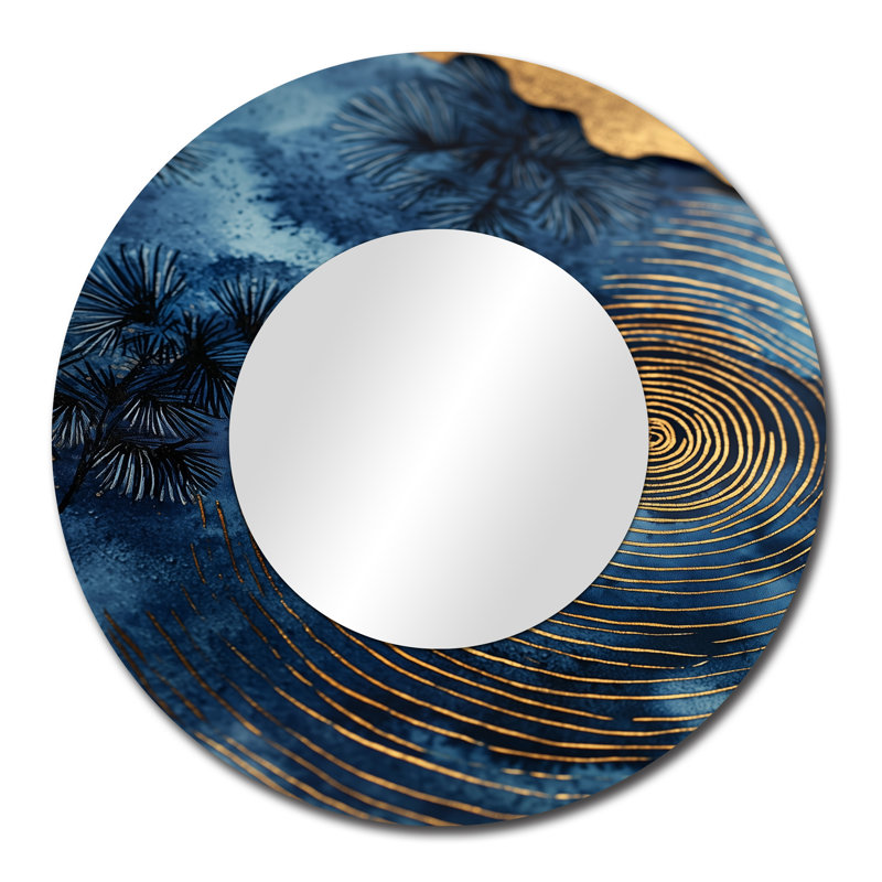 Mysteries Of Aqua Wood Slice I - Art mural miroir d'arbre - imprimé sur métal, 29 po x 29 po