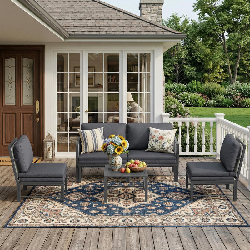 Outdoor Sectional Couch With Coffee Central Table Patio Conversation Sets